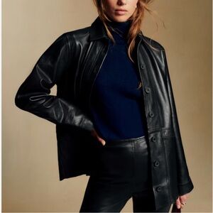 NWT Sezane Black Leather Will Jacket XS / XXS